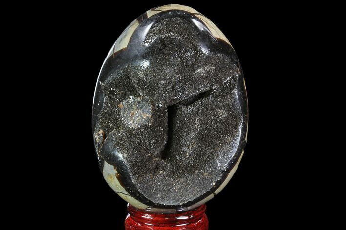 Septarian Dragon Egg Geode - Black Crystals #88509